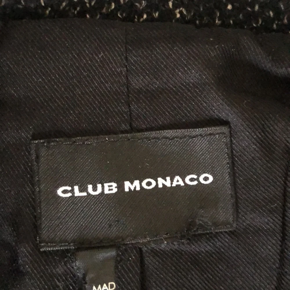 Club Monaco Wool Tweed Blazer Single Button Notched Lapel Grey Black - Picture 4 of 5